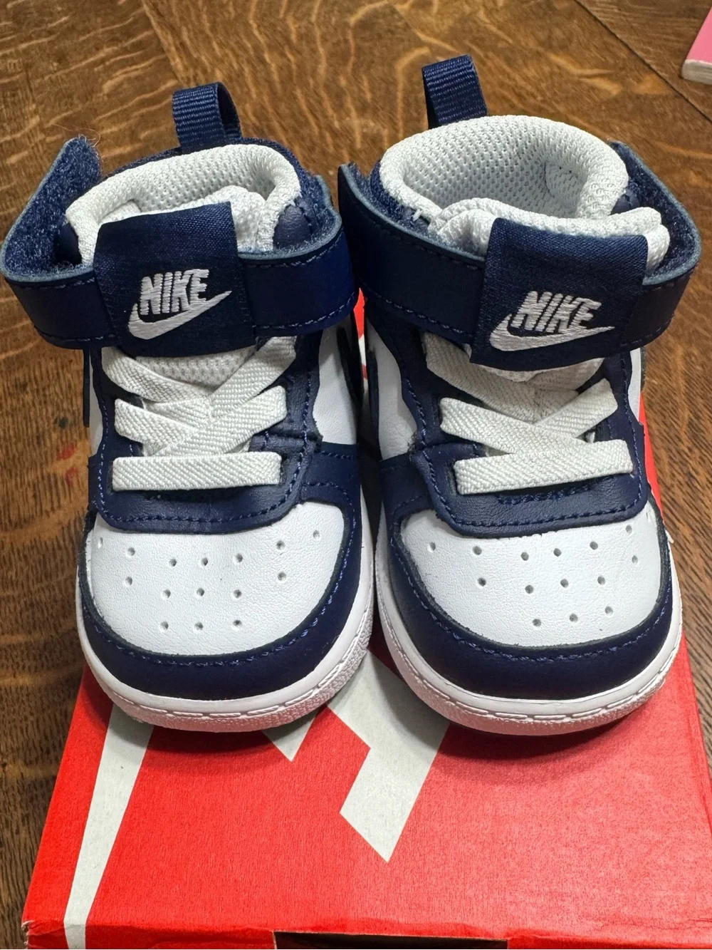 Nike Toddler Navy and White High-Top Sneakers
